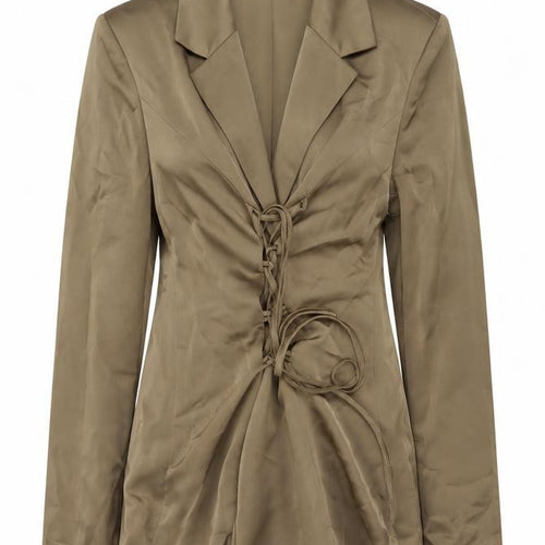 Misspap Women’s Brown Satin Tie Front Blazer UK 10 Regular Fit