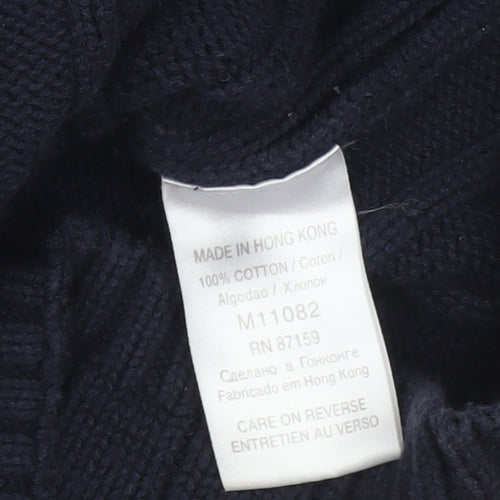 Next Mens Blue Cotton Ribbed Crew Neck Jumper Size L