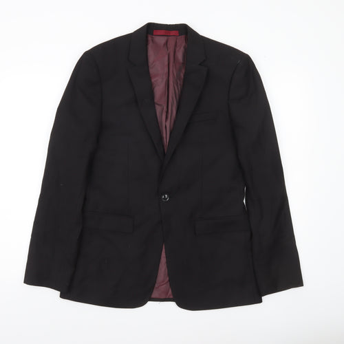 Topman Men's Black 38R Regular Fit Single-Breasted Blazer