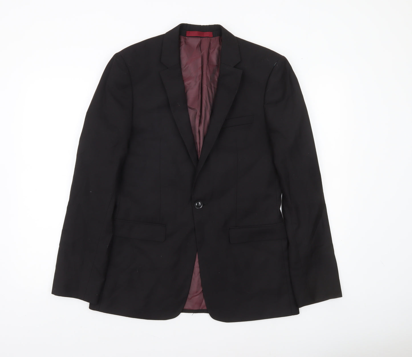 Topman Men's Black 38R Regular Fit Single-Breasted Blazer