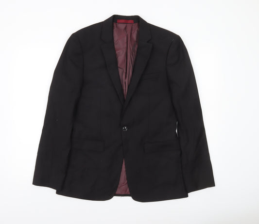 Topman Men's Black 38R Regular Fit Single-Breasted Blazer