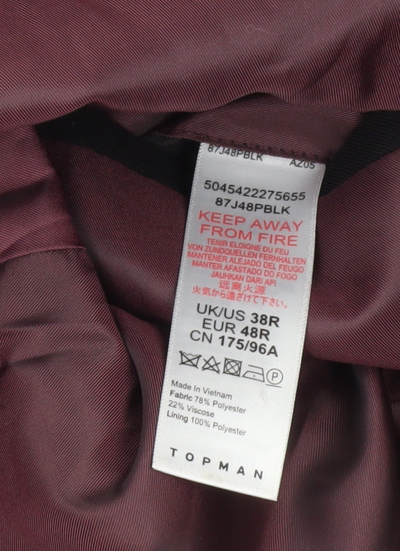 Topman Men's Black 38R Regular Fit Single-Breasted Blazer