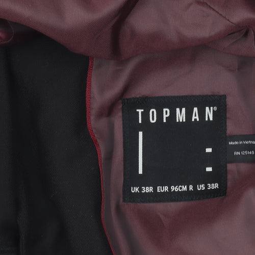 Topman Men's Black 38R Regular Fit Single-Breasted Blazer