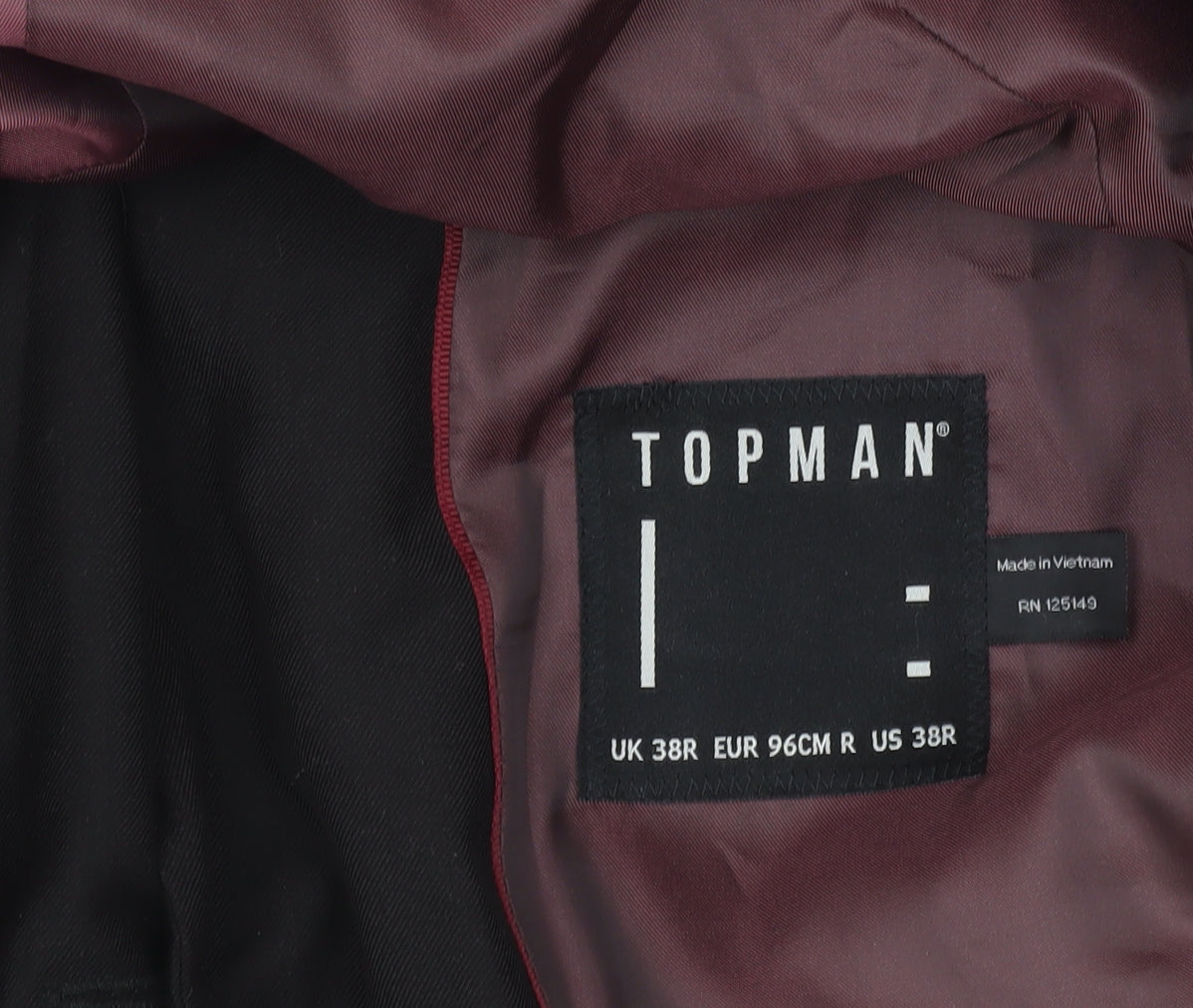 Topman Men's Black 38R Regular Fit Single-Breasted Blazer