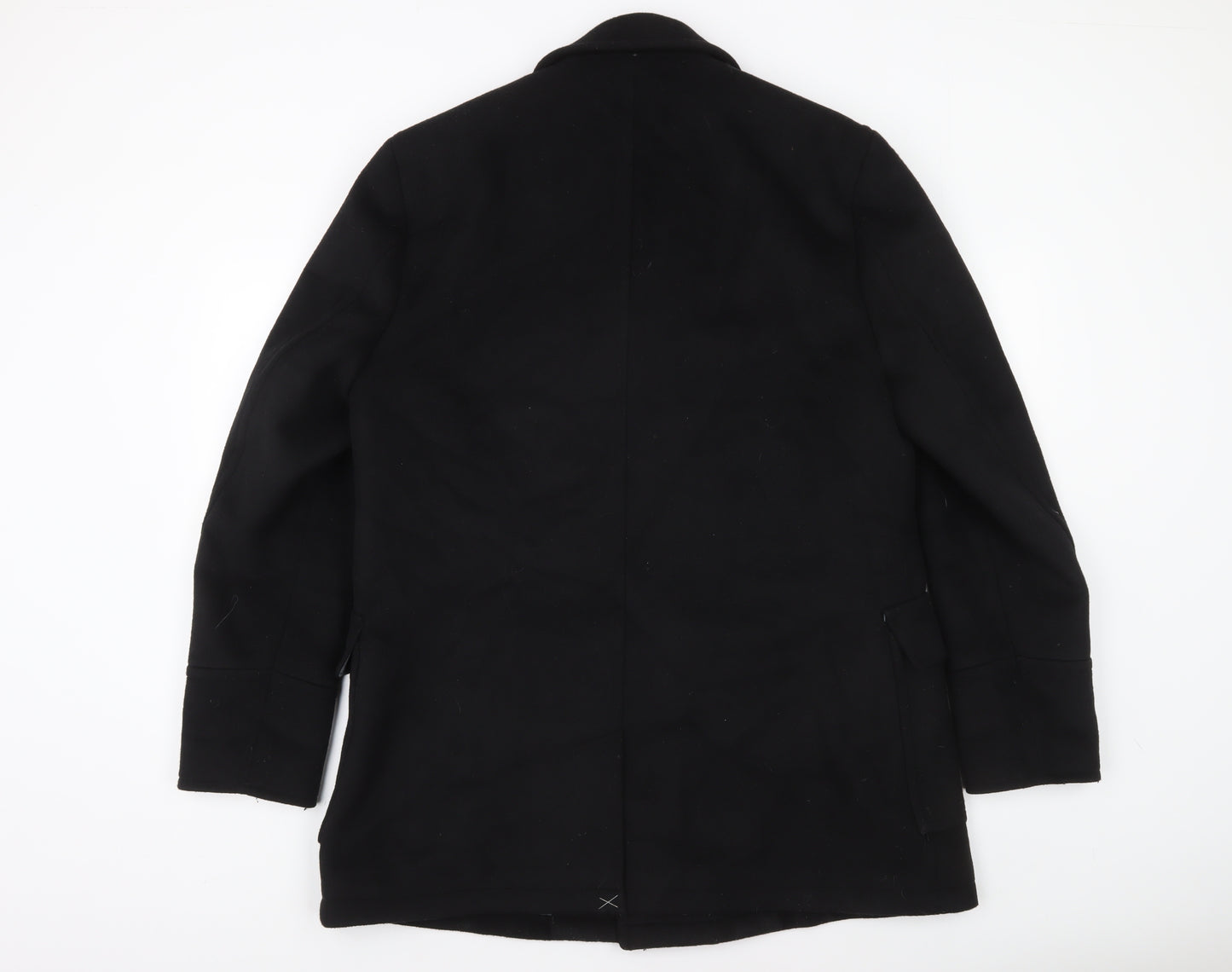 Burton Menswear London Men's Black Wool Blend Pea Coat L