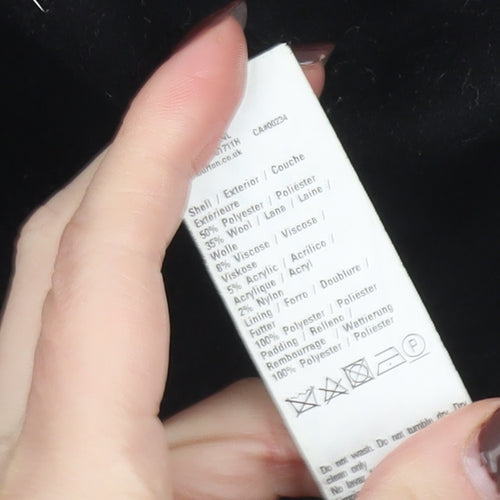 Burton Menswear London Men's Black Wool Blend Pea Coat L