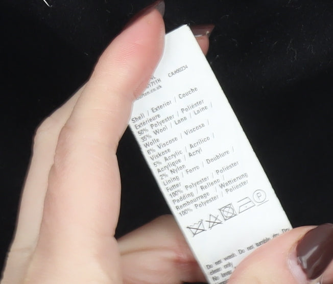 Burton Menswear London Men's Black Wool Blend Pea Coat L