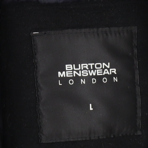 Burton Menswear London Men's Black Wool Blend Pea Coat L