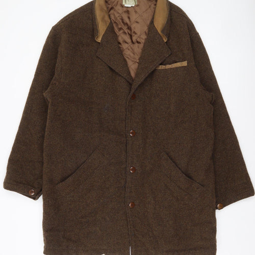The Territory Ahead Men Brown Wool Blend Lined Overcoat Size L