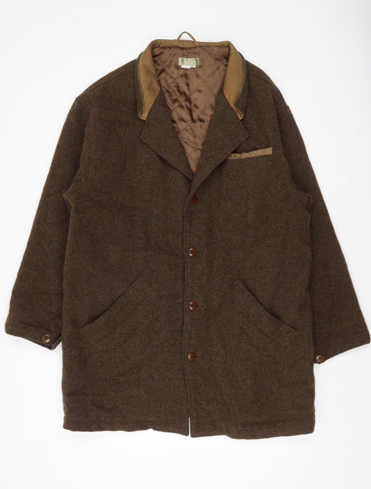 The Territory Ahead Men Brown Wool Blend Lined Overcoat Size L