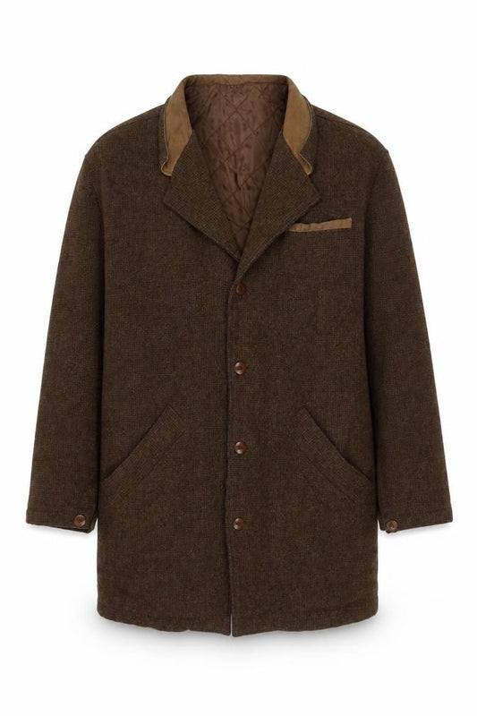 Front view of The Territory Ahead Men Brown Wool Blend Lined Overcoat, size L