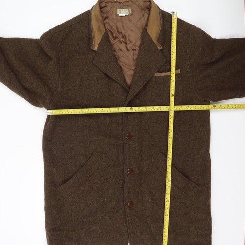 The Territory Ahead Men Brown Wool Blend Lined Overcoat Size L