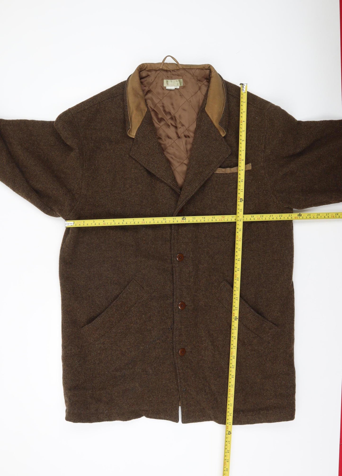 The Territory Ahead Men Brown Wool Blend Lined Overcoat Size L