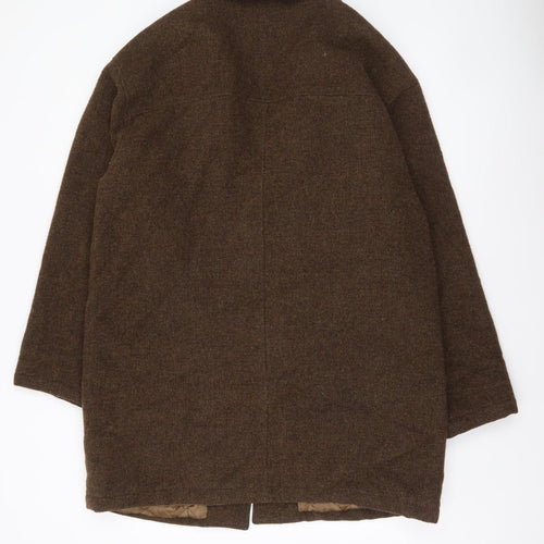 The Territory Ahead Men Brown Wool Blend Lined Overcoat Size L