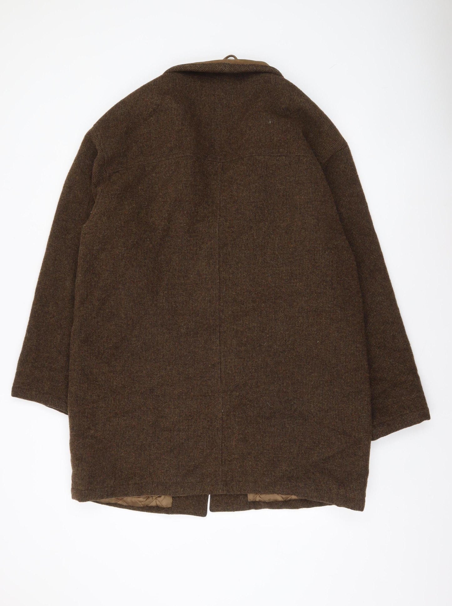 The Territory Ahead Men Brown Wool Blend Lined Overcoat Size L