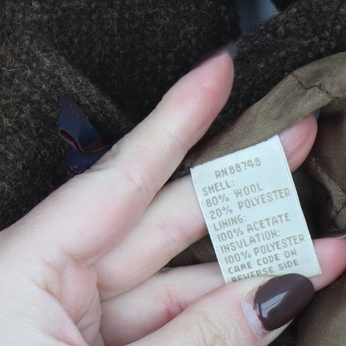 The Territory Ahead Men Brown Wool Blend Lined Overcoat Size L