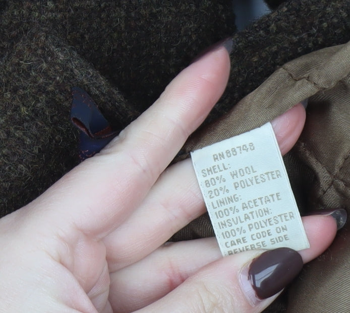 The Territory Ahead Men Brown Wool Blend Lined Overcoat Size L