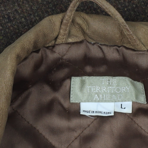 The Territory Ahead Men Brown Wool Blend Lined Overcoat Size L
