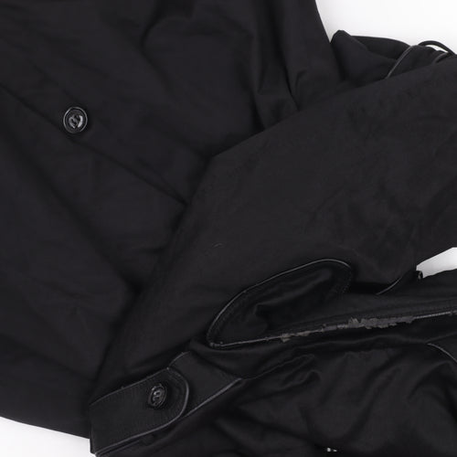 Laura Ashley Women's Black Trench Coat Size 12 Belted Mid-Length Classic Style