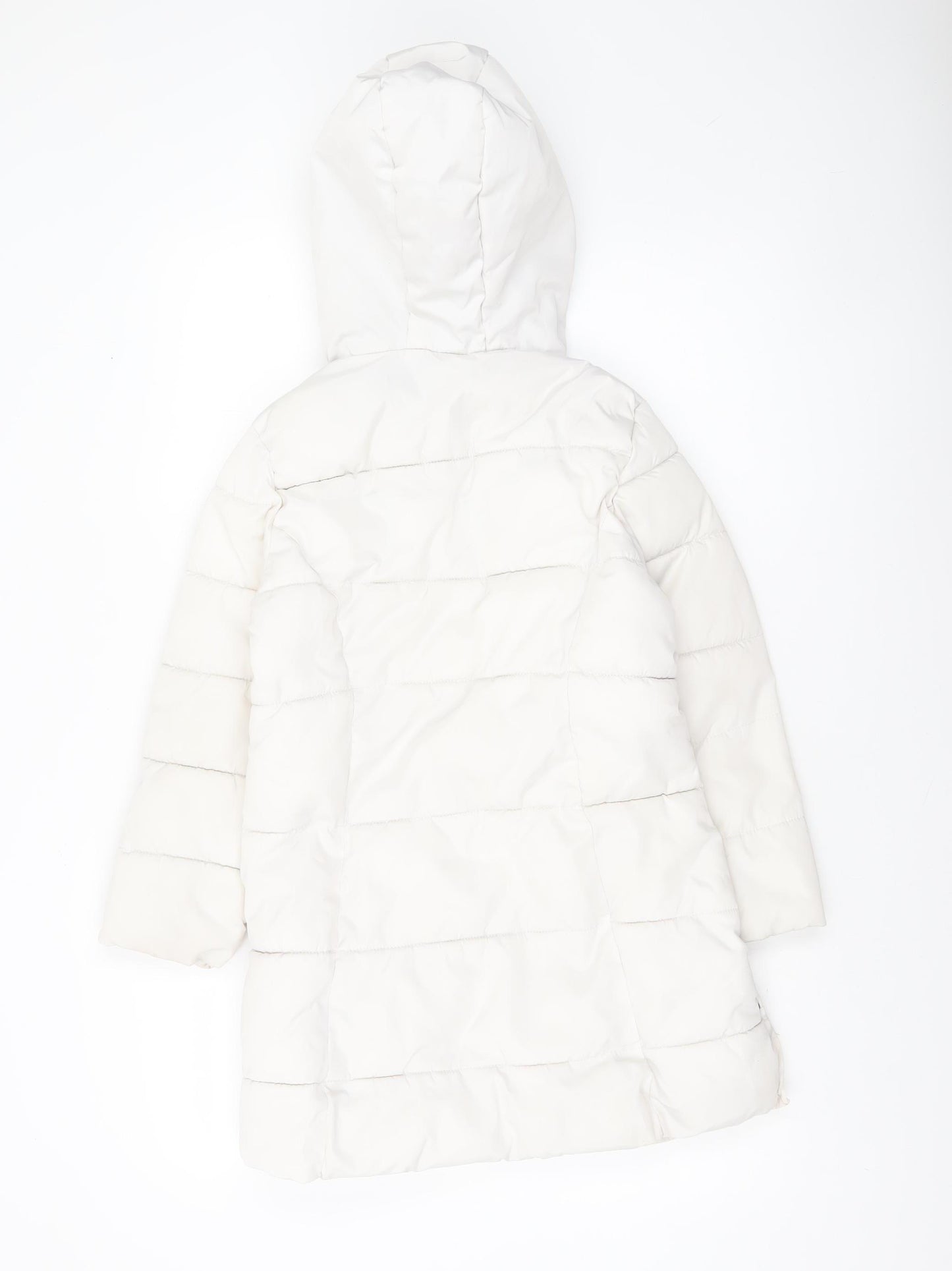 DKNY Jeans Girls White Hooded Long Puffer Jacket Coat 7-8 Years Winter