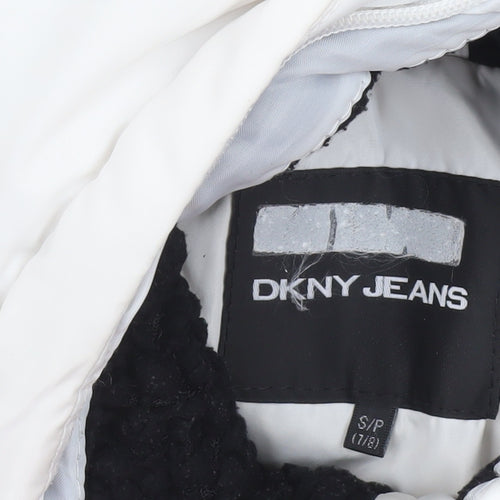 DKNY Jeans Girls White Hooded Long Puffer Jacket Coat 7-8 Years Winter