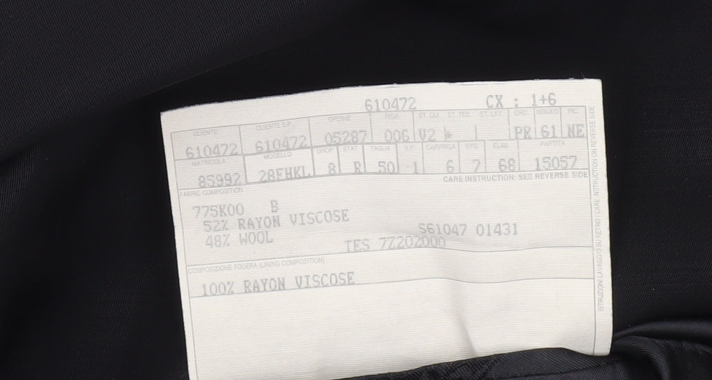 Versace Classic V2 Men's Black 40R Wool Viscose Blazer Jacket