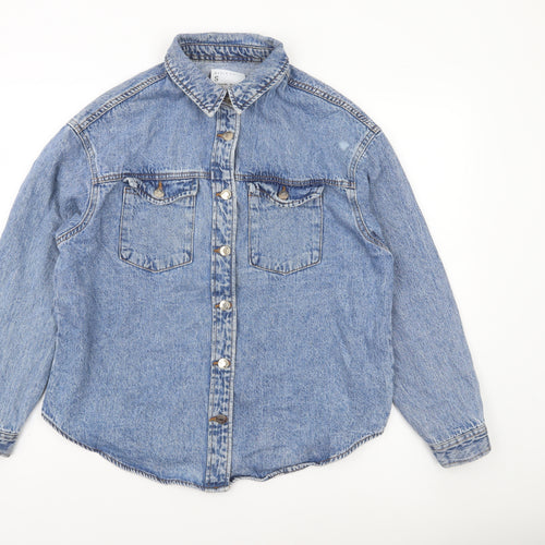 Denim Co Women’s Blue Long Sleeve Denim Button-Up Shirt S