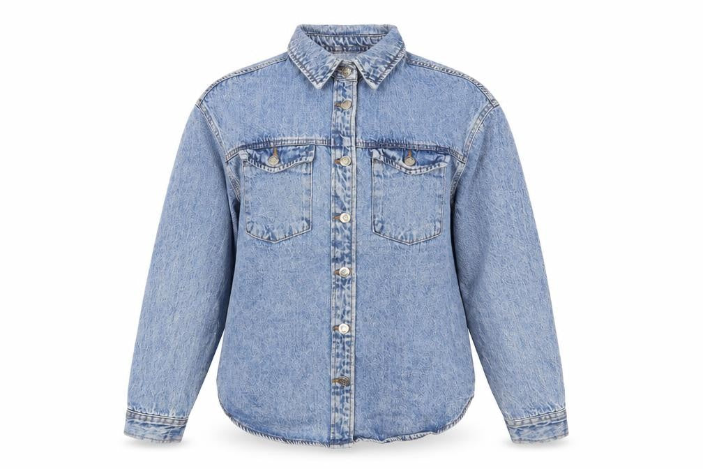 Denim Co Women’s Blue Long Sleeve Denim Button-Up Shirt S