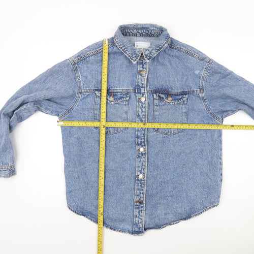 Denim Co Women’s Blue Long Sleeve Denim Button-Up Shirt S