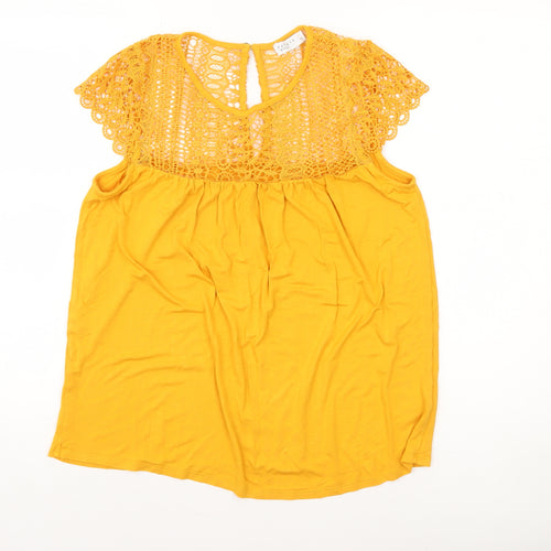Papaya Woman Yellow Crochet Lace Blouse Size 10 Regular Fit