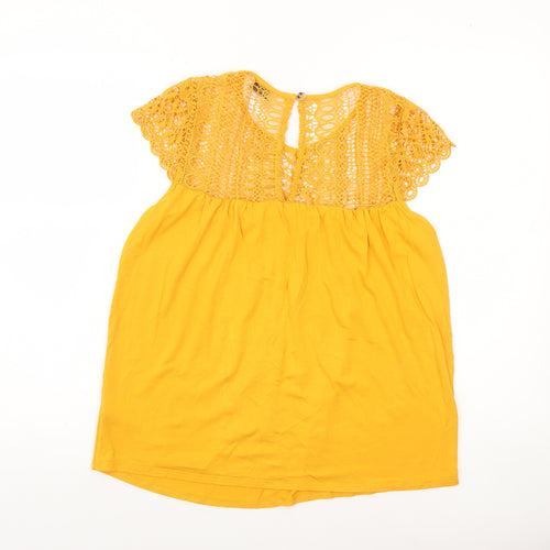 Papaya Woman Yellow Crochet Lace Blouse Size 10 Regular Fit