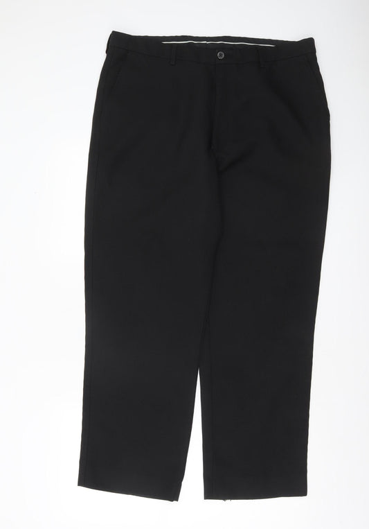 Farah Men's Black Regular Fit Formal Trousers Size 38x20