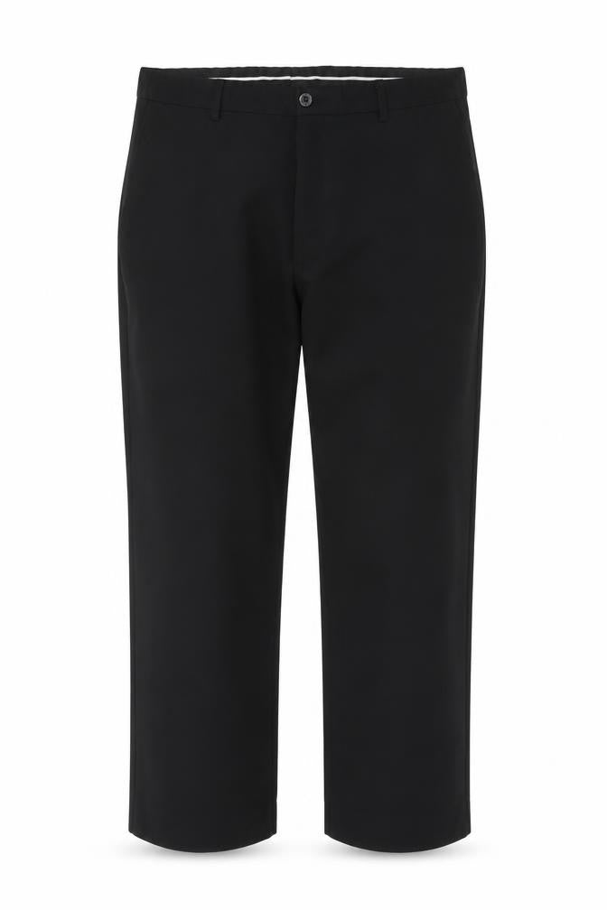 Front view of Farah Men's Black Regular Fit Formal Trousers Size 38x20