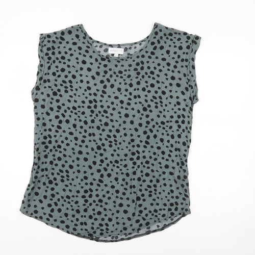 Apricot Womens Green Black Animal Print Sleeveless Blouse UK 10