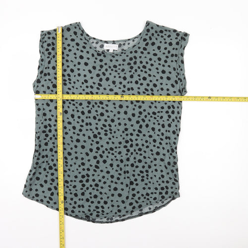 Apricot Womens Green Black Animal Print Sleeveless Blouse UK 10