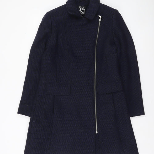 Debenhams The Collection Women's Blue Wool Blend Zip Overcoat Size 12