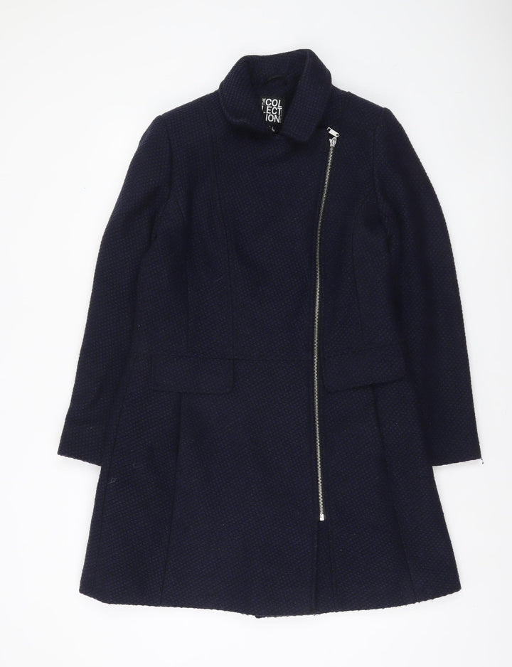 Debenhams The Collection Women's Blue Wool Blend Zip Overcoat Size 12
