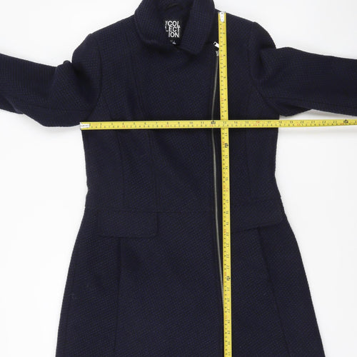 Debenhams The Collection Women's Blue Wool Blend Zip Overcoat Size 12