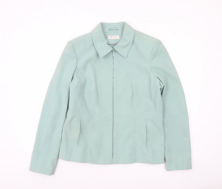 Bonmarché Women’s Green Zip-Up Collared Jacket Size 14 Regular