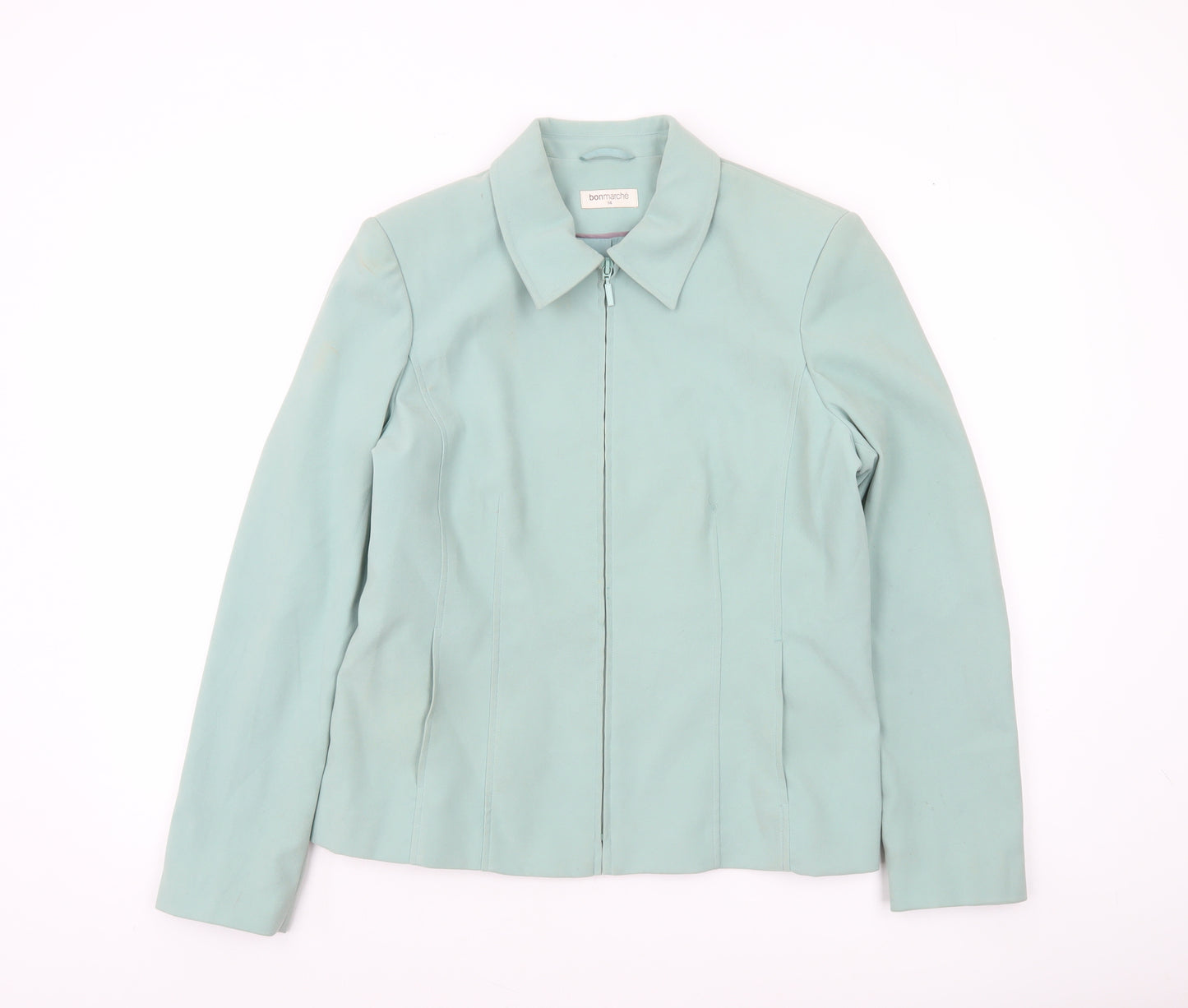 Bonmarché Women’s Green Zip-Up Collared Jacket Size 14 Regular