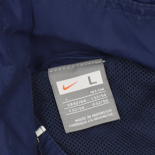 Nike Men's Blue Hooded Windbreaker Jacket L Leeds Met Carnegie