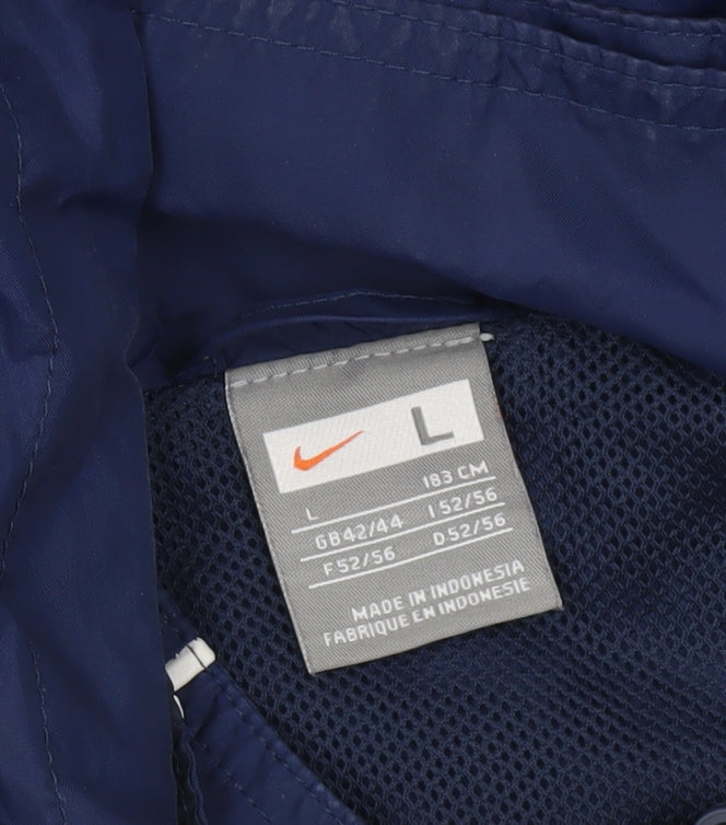 Nike Men's Blue Hooded Windbreaker Jacket L Leeds Met Carnegie