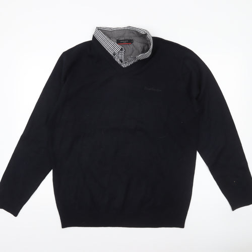 Pierre Cardin Men's Black V-Neck Pullover Jumper XL Acrylic Knit