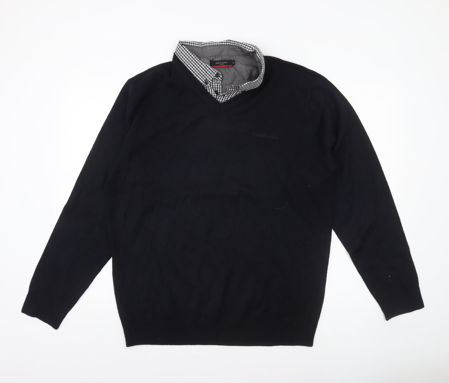 Pierre Cardin Men's Black V-Neck Pullover Jumper XL Acrylic Knit