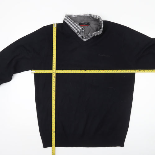 Pierre Cardin Men's Black V-Neck Pullover Jumper XL Acrylic Knit