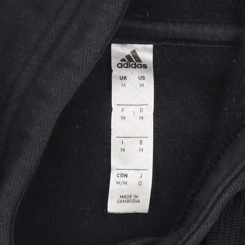 Adidas Men's Black Pullover Hoodie Size M Fleece Sportswear