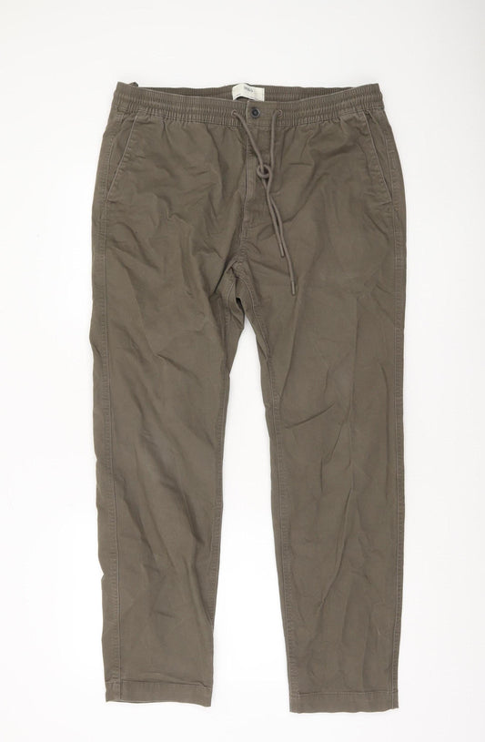 Marks and Spencer Men's Khaki Casual Trousers L Regular Cotton Blend