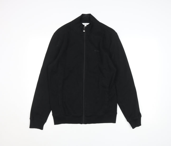 Calvin Klein Men’s Black Full Zip Mock Neck Jacket S Cotton Blend