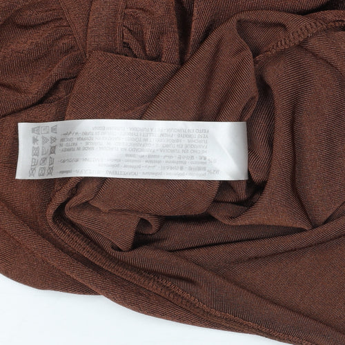 Bershka Women Brown Long Sleeve Collared Bodysuit Size 8