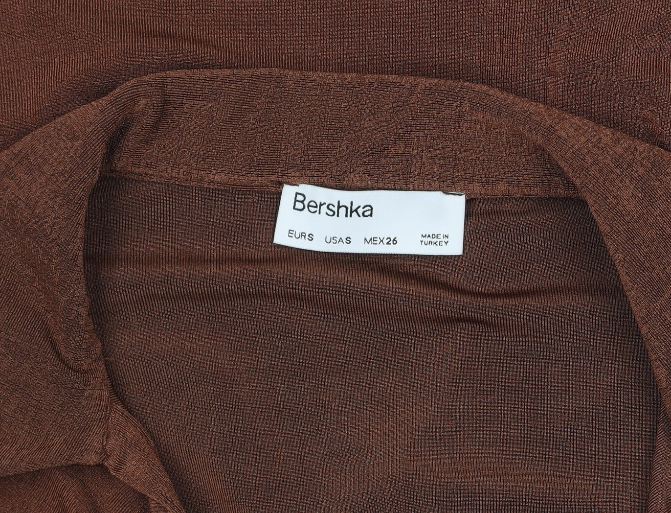 Bershka Women Brown Long Sleeve Collared Bodysuit Size 8